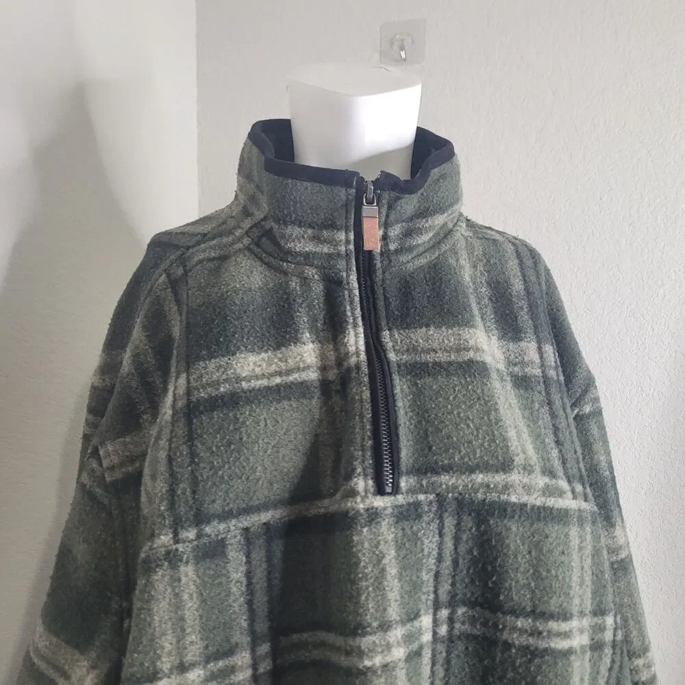 John Wayne XXL fleece jacket sweater button down zip pullover plaid